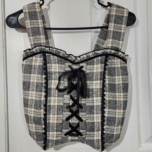 Axes Femme Plaid Lace Up Bustier